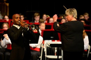 Raeleen and Tage Larsen - Trumpet. Chicago Symphony Orchestra. Performance of Haydn Trumpet Concerto with Palatine High School Symphonic Band.